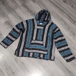 GUC BLUE/BLK Baja Joe Mexican Blanket Pull-Over Hoodie